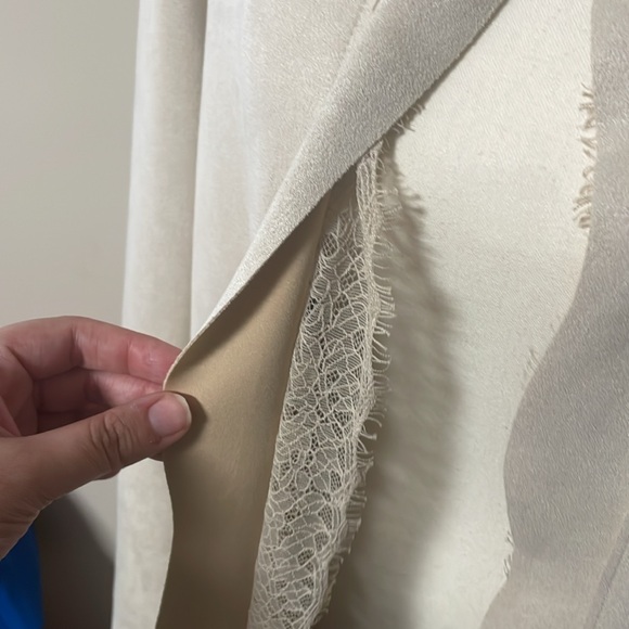 Carmen Marc Valvo beige faux leather shearling duster size Large - Picture 3 of 7